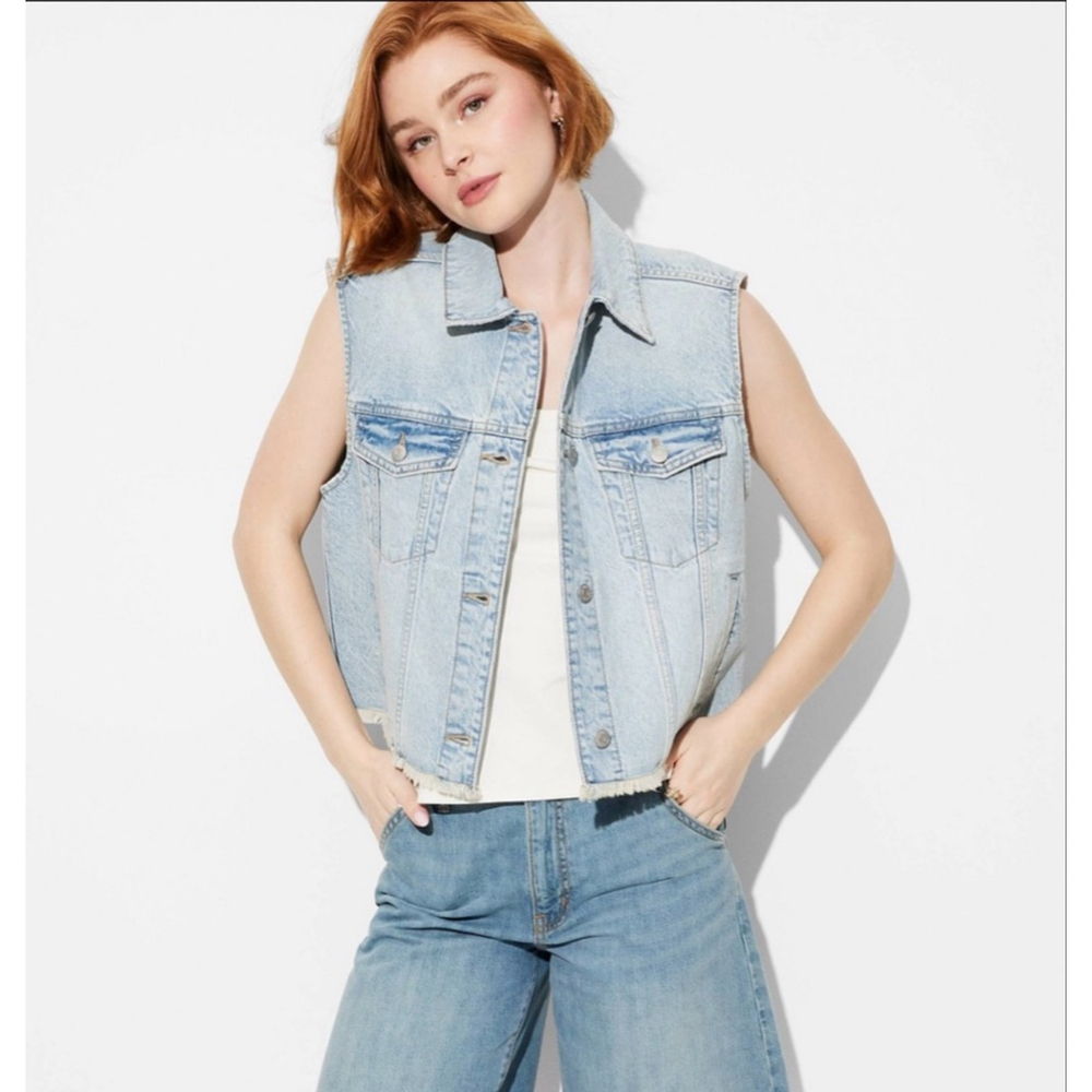 Women's Denim Oversized Trucker Vest - Wild Fable™ Indigo XS: NWT